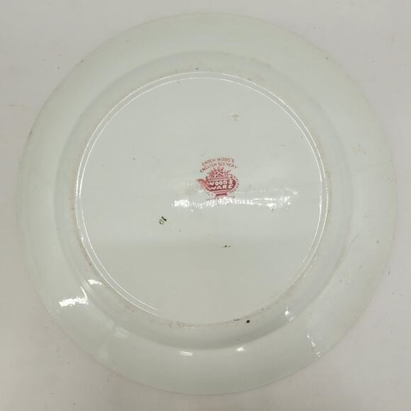 Enoch Wood's English Scenery Wood & Sons Cottagecore Red Transferware Chop Plate - Picture 4 of 13